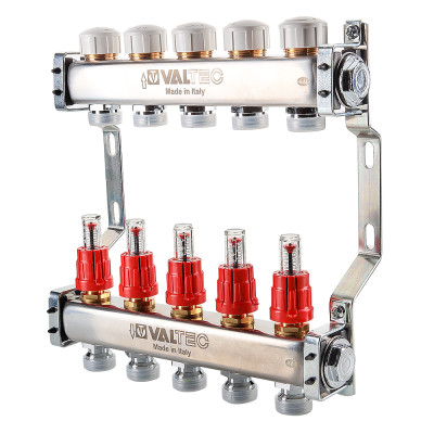 Блок коллекторный VALTEC с расход. 1х5 вых Евроконус 3/4 Блок коллекторный VALTEC с расход. 1х5 вых Евроконус 3/4