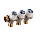 Коллектор Usystems SH 3/4 с вентилями НР/ВР 3x1/2НР, ц/ц 38мм
