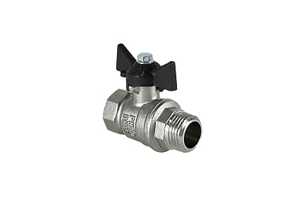 Кран шаровой Valfex латунный DeltaPro для воды 1 ВР/НР бабочка, НИКЕЛИР-Й