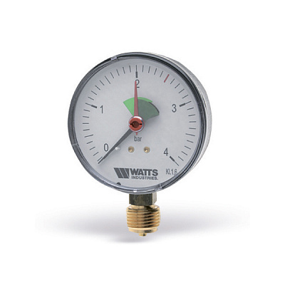 Манометр Watts F+R201 50/4, 3/4, радиальный, с указательной стрелкой Манометр Watts F+R201 50/4, 3/4, радиальный, с указательной стрелкой