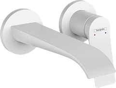 Встраиваемый смеситель Hansgrohe для раковины Vivenis, однорычажный, настенный, с изливом 19,2 см, матовый белый 75050700