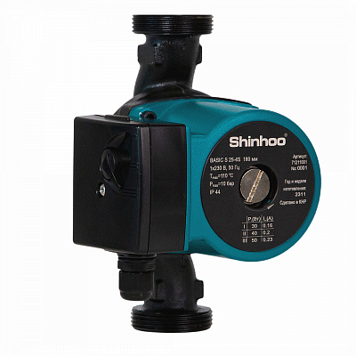 Циркуляционный насосы Shinhoo BASIC S 25-6S 180 1x230V Циркуляционный насосы Shinhoo BASIC S 25-6S 180 1x230V