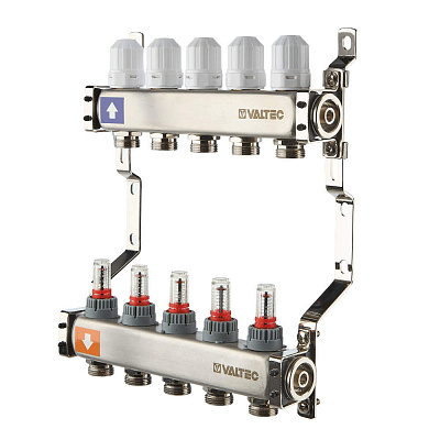 Коллекторная группа VALTEC из нержавеющей стали с регул. клап. и расх., 1х9 вых. Евроконус 3/4 (без сервис. гр.) (VTc.579.EMN.0609) Коллекторная группа VALTEC из нержавеющей стали с регул. клап. и расх., 1х9 вых. Евроконус 3/4 (без сервис. гр.) (VTc.579.EMN.0609)