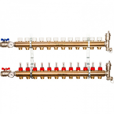 Коллектор Stout распределительный из латуни с расходомерами 1/3/4x12, SMB 0473 000012 Коллектор Stout распределительный из латуни с расходомерами 1/3/4x12, SMB 0473 000012
