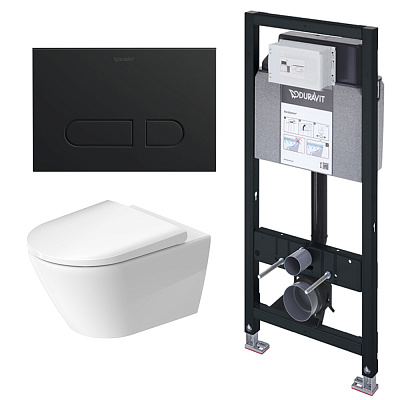Комплект Duravit SET D-NEO подвесной унитаз, инсталляция, кнопка, сиденье микролифт