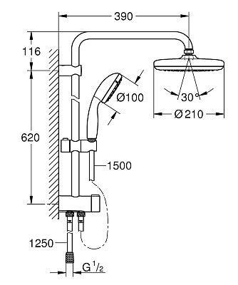 Душевая колонна Grohe New Tempesta 210 26381001