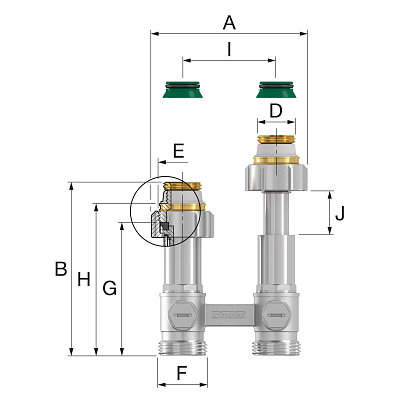 Узел нижнего подключения Flamco ET2/50 угловой