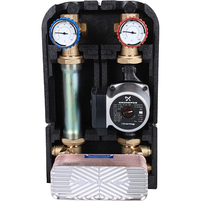 Насосная группа Stout с теплообменником 28 пластин,с насосом Grundfos UPSO 25-65